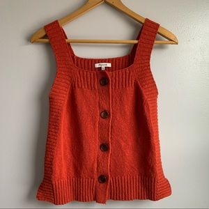 Madewell Rust Orange Button Detail Sweater Tank